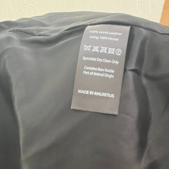 Lab 100% Lamb Leather Black Lace Up Moto Crop Jacket - Picture 9 of 9